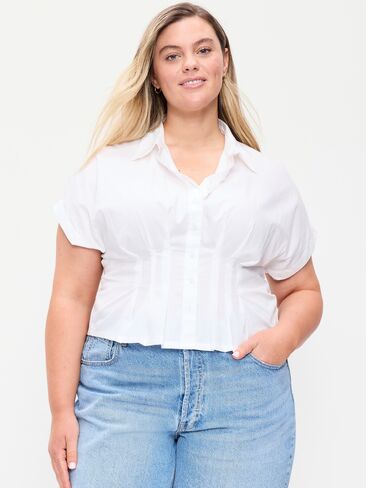 Old Navy Slim-Waisted Button-Down Shirt - White Lilies in Kuwait