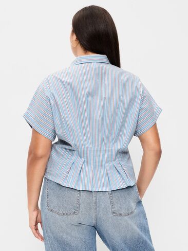 قميص Old Navy بأكمام قصيرة وأزرار سفلية على الخصر - شريط أزرق in Kuwait