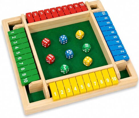 Wooden Shut The Box Game, Classic 2 to 6 Player Dice Board Game with 8 Dice, Traditional Tabletop Game for Adults and Families, for Game Night. in Saudi Arabia