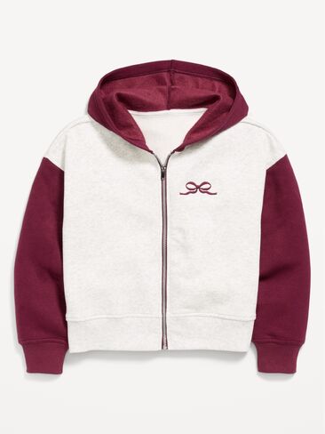 Old Navy Favorite Fleece Graphic Zip-Front Hoodie for Girls - Red Lacquer in Kuwait