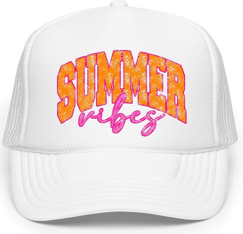المشاعر الصيفية الرسم القابل للتعديل Cap Women and Teens Classic 5 Panel Mesh Snap Backer Trucker Hat in Kuwait