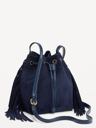 Old Navy Drawstring Fringe Bucket Bag - Volcanic Glass in Kuwait