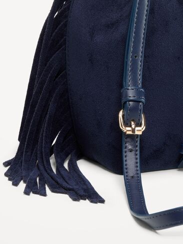 Old Navy Drawstring Fringe Bucket Bag - Volcanic Glass in Kuwait