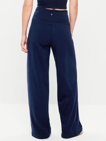 بنطال PowerChill عالي الخصر قابل للطي وواسع الساق من Old Navy - باللون البحري in Kuwait