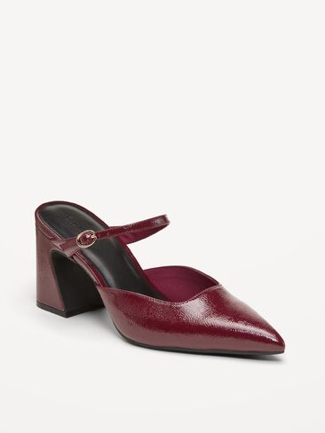 Old Navy Buckle-Strap Mule Heels for Women - Autumn Burgundy in Kuwait