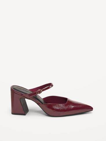 Old Navy Buckle-Strap Mule Heels for Women - Autumn Burgundy in Kuwait