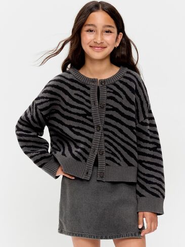 Old Navy Cozy Button-Front Cardigan Sweater for Girls - Zebra in Kuwait