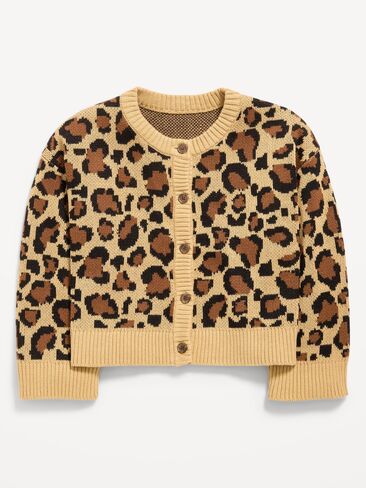 Old Navy Cozy Button-Front Cardigan Sweater for Girls - Leopard in Kuwait