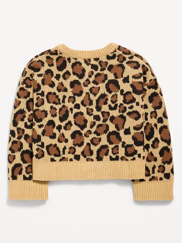 Old Navy Cozy Button-Front Cardigan Sweater for Girls - Leopard in Kuwait