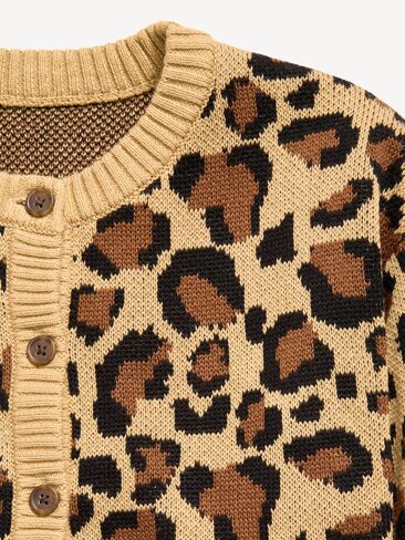 Old Navy Cozy Button-Front Cardigan Sweater for Girls - Leopard in Kuwait