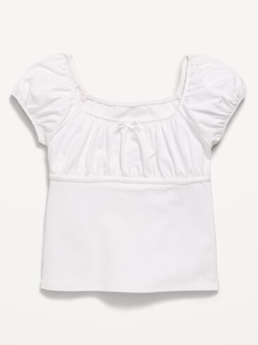 Old Navy Puff-Sleeve Top for Girls - White Lilies in Kuwait