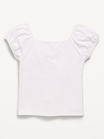 Old Navy Puff-Sleeve Top for Girls - White Lilies in Kuwait