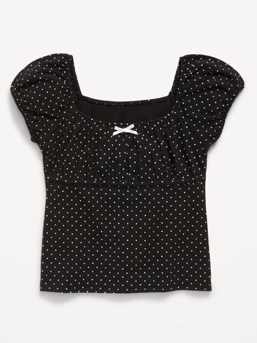 Old Navy Puff-Sleeve Top for Girls - Black Jack in Kuwait