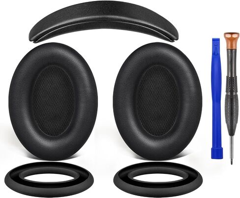 وسائد أذن SOULWIT + عصابة رأس + واقي غطاء وسائد الأذن من السيليكون، طقم بديل لسماعات Bose QuietComfort 15(QC15)/QuietComfort 2(QC 2) فوق الأذن - أسود in Kuwait