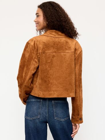 Old Navy Classic Faux-Suede Jacket - Warm Coffee in Kuwait