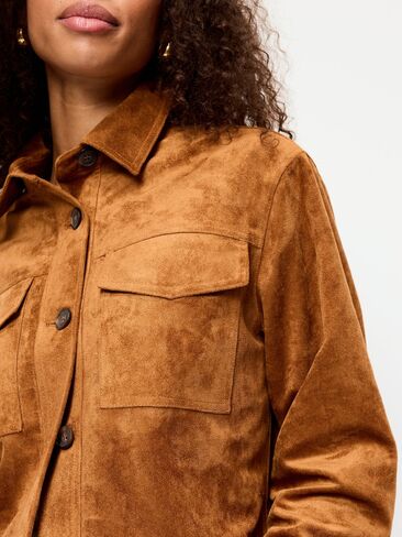 Old Navy Classic Faux-Suede Jacket - Warm Coffee in Kuwait