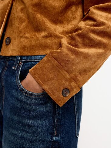 Old Navy Classic Faux-Suede Jacket - Warm Coffee in Kuwait