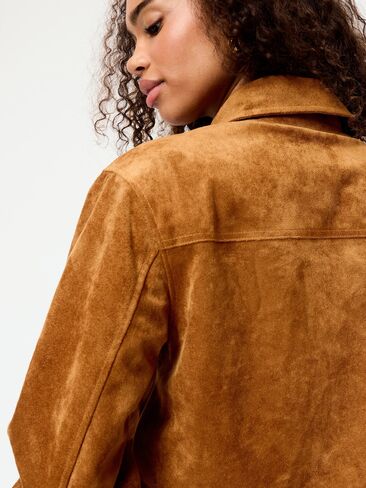 Old Navy Classic Faux-Suede Jacket - Warm Coffee in Kuwait