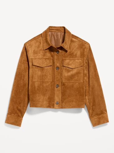 Old Navy Classic Faux-Suede Jacket - Warm Coffee in Kuwait