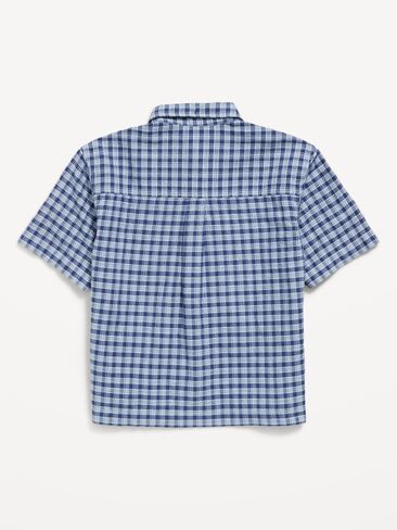 قميص قصير منقوش بأكمام قصيرة للأولاد من Old Navy - أزرق منقوش in Kuwait