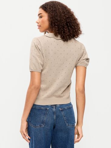 قميص بولو قصير من قطن Pointelle بربطة أمامية من Old Navy - نصف الكرة الأرضية in Kuwait