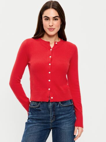 سترة صوفية قصيرة بياقة دائرية من Old Navy SoSoft - أحمر سكوتي in Kuwait