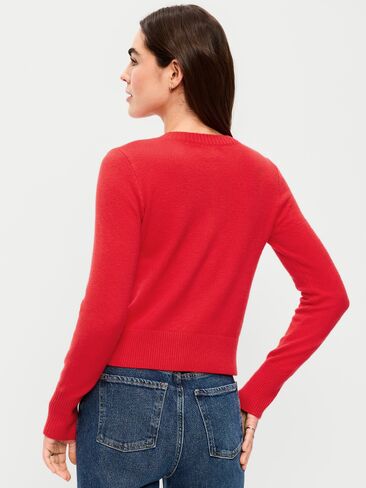 سترة صوفية قصيرة بياقة دائرية من Old Navy SoSoft - أحمر سكوتي in Kuwait
