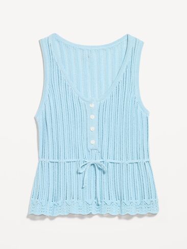 قميص بدون أكمام من قطن Pointelle Peplum من Old Navy Seaside - أزرق هادئ in Kuwait
