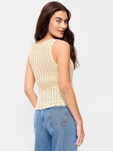 Old Navy Seaside Cotton Pointelle Peplum Tank Top - Cozy Cashmere in Kuwait