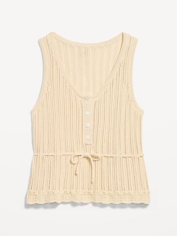 Old Navy Seaside Cotton Pointelle Peplum Tank Top - Cozy Cashmere in Kuwait