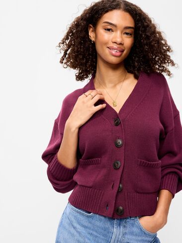 Old Navy Seaside Cotton V-Neck Cardigan Sweater - Red Lacquer in Kuwait