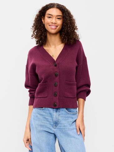 Old Navy Seaside Cotton V-Neck Cardigan Sweater - Red Lacquer in Kuwait