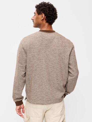 تي شيرت Old Navy Workwear Fleece Henley - جوز داكن in Kuwait