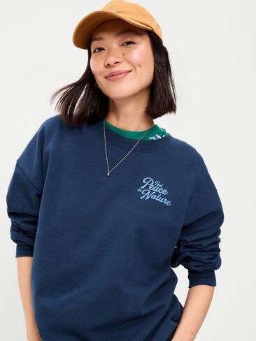 سويت شيرت Old Navy SoComfy كبير الحجم برقبة دائرية - أزرق قوطي in Saudi Arabia