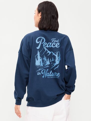 سويت شيرت Old Navy SoComfy كبير الحجم برقبة دائرية - أزرق قوطي in Saudi Arabia