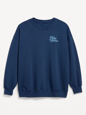 سويت شيرت Old Navy SoComfy كبير الحجم برقبة دائرية - أزرق قوطي in Saudi Arabia