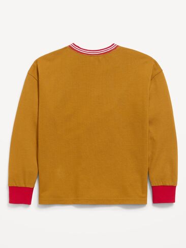 Old Navy Oversized Long-Sleeve Graphic T-Shirt for Boys - Miner's Gold in Kuwait