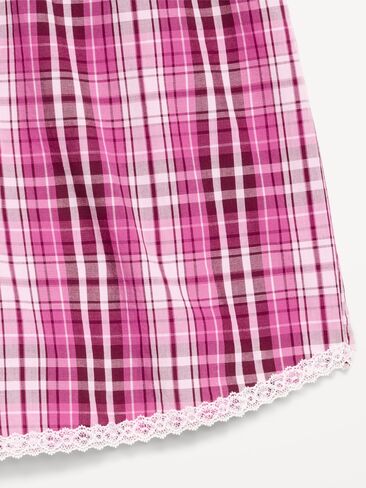Old Navy Classic Poplin Boxer Pajama Shorts - Pink Plaid in Kuwait