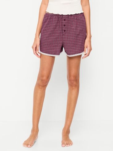 شورت بيجامة بوكسر كلاسيكي من Old Navy - أحمر داكن منقوش in Kuwait
