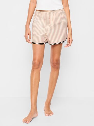 Old Navy Classic Poplin Boxer Pajama Shorts - Neutral Stripe in Kuwait