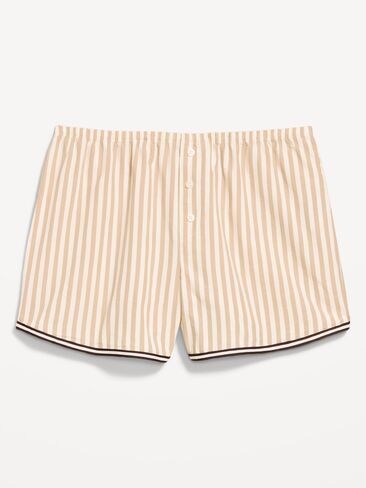 Old Navy Classic Poplin Boxer Pajama Shorts - Neutral Stripe in Kuwait