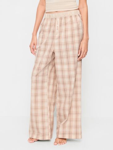 Old Navy Poplin Pajama Pant - Neutral Plaid in Kuwait