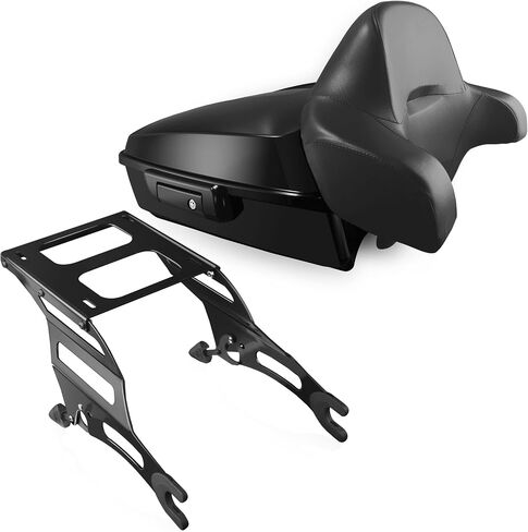 Matte Black Razor Tour Pack Pak Trunk w/Backrest و Rack Rack القابلة للفصل من أجل الزعيم الهندي/Dark Horse/Roadmaster/Challenger/Pursuit/Springfield/Vintage14-24 (Tour Pak ، Rack and Base Plate) in Kuwait