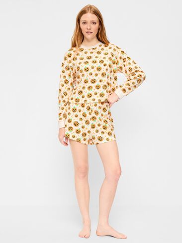 Old Navy Halloween Pajama T-Shirt and Shorts Set for Women - Pumpkins in Kuwait