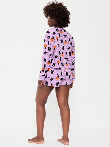 Old Navy Halloween Pajama T-Shirt and Shorts Set for Women - Purple Cats in Kuwait