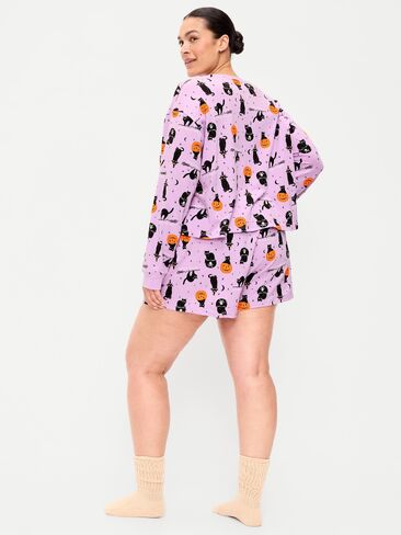 Old Navy Halloween Pajama T-Shirt and Shorts Set for Women - Purple Cats in Kuwait