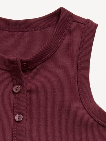 Old Navy Fitted Sleeveless Ribbed Button-Front Top for Girls - Cherry Red in Kuwait