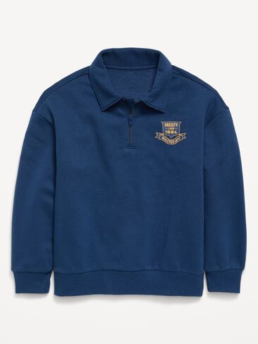 Old Navy Oversized Collared Fleece Quarter-Zip for Boys - Obscure Night in Kuwait