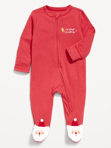 Old Navy 2-Way-Zip Sleep & Play Footed One-Piece for Baby - Christmastime in Kuwait