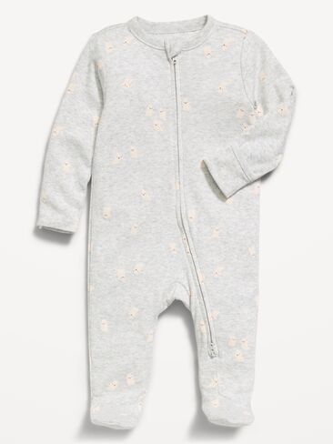 Old Navy 2-Way-Zip Sleep & Play Footed One-Piece for Baby - Gray Ghost in Kuwait